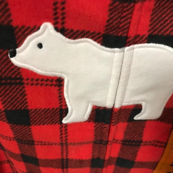 Carters 2T Toddler Sleeper Onesie With Feet NWT Polar Bear Red & Black Fleece - Picture 5 of 8